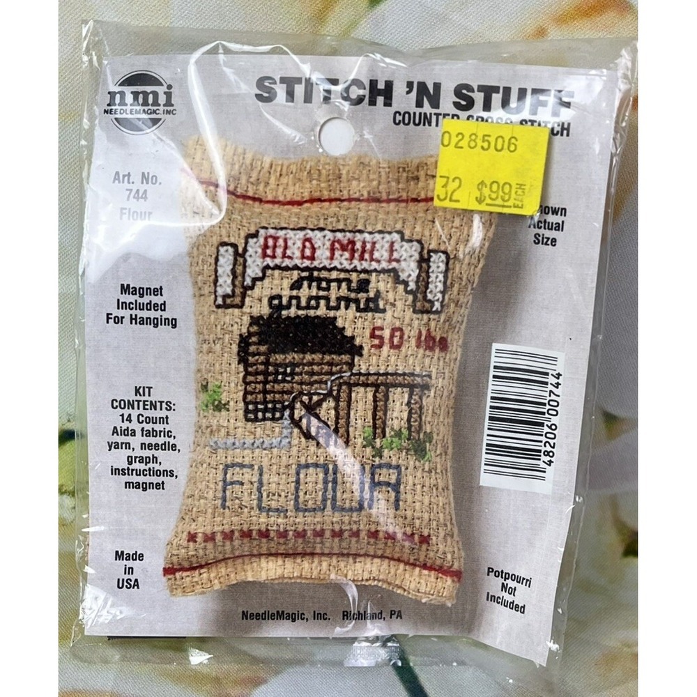 Needle Magic Count Cross Stitch Kit #744 FLOUR BAG Potpourri Magnet NEW Sealed